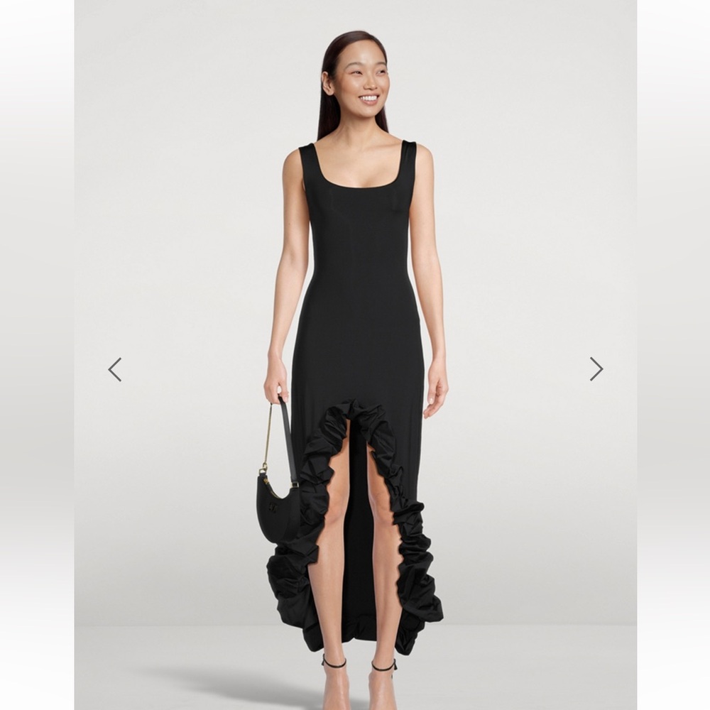 MAYGEL CORONEL Garita Ruffled Maxi Dress in Stretch-nylon black one size